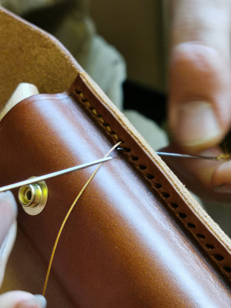 Leather Case Close-Up Stitching - made in USA