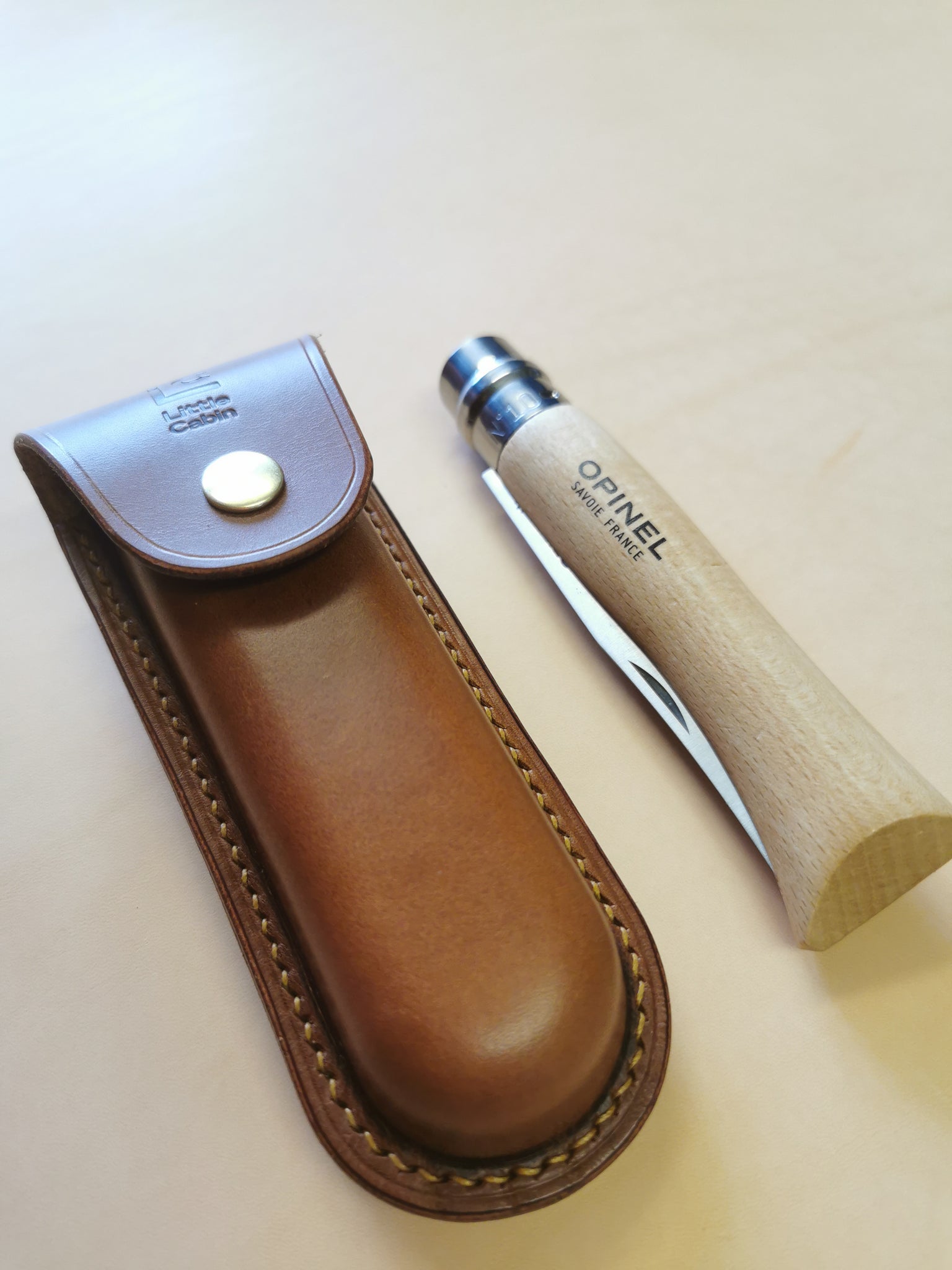 Beautiful Leather Case + Classic Opinel No. 10 Knife